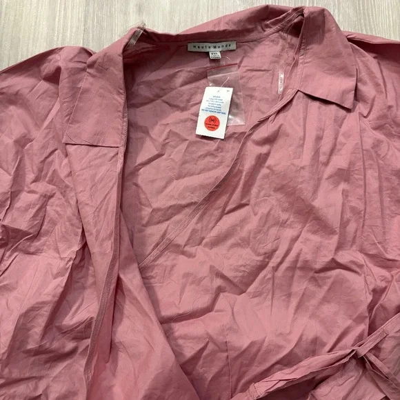 Haute Monde Women Blouse Top Pink Wrap Tie Long Sleeve Made in Vietnam Size 2XL - Picture 11 of 15